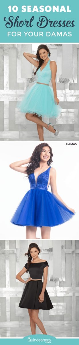 A woman in a blue dress posing for a picture at a Quinceanera party