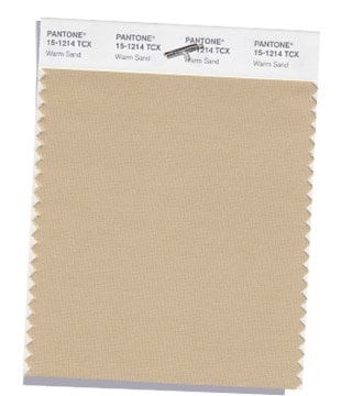 A Quinceanera image featuring a Pantone Cotton Swatch with the code 15-1040 Iced Coffee, showing a shade of sandy brown color.