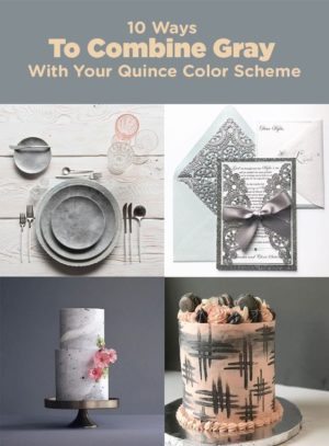 A colorful collage of Quinceanera cakes with various designs