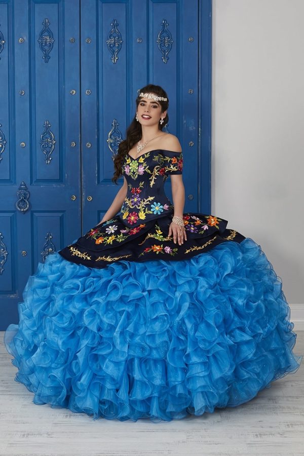 navy blue charro quinceanera dresses
