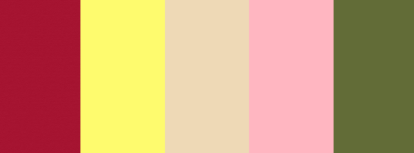 A Quinceanera color palette featuring different shades of red from the album 'I brought you my bullets, you brought me your love'