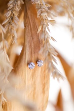 A close up of a pair of earrings on a plant at a Quinceanera in Aguascalientes