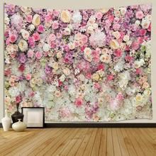 A large Quinceanera floral wall hanging tapestry on a wall