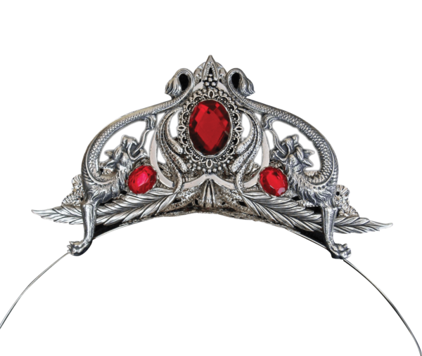 Tiara with dragons on the side and red jewels