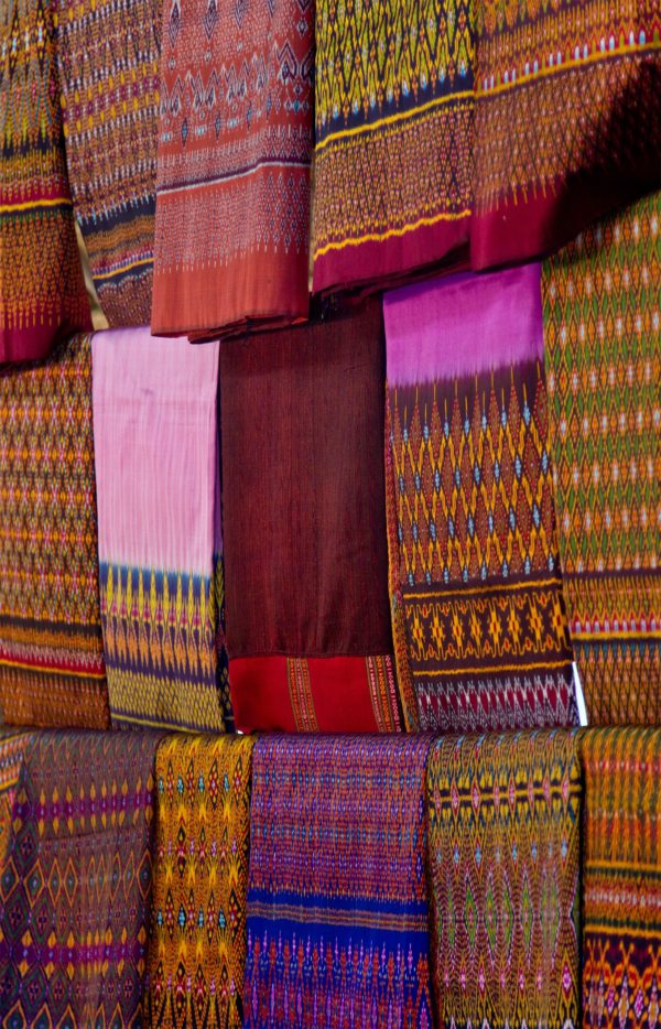 A vibrant display of silk and various colored fabrics at the Quinceanera-themed event at the Metroparks Zoo.