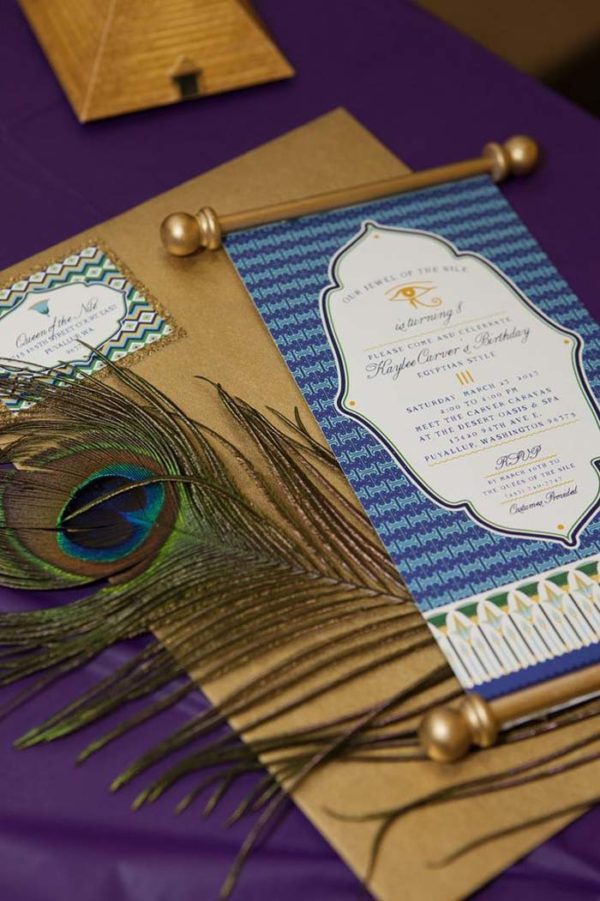 Invitations Egyptian theme style with a scroll