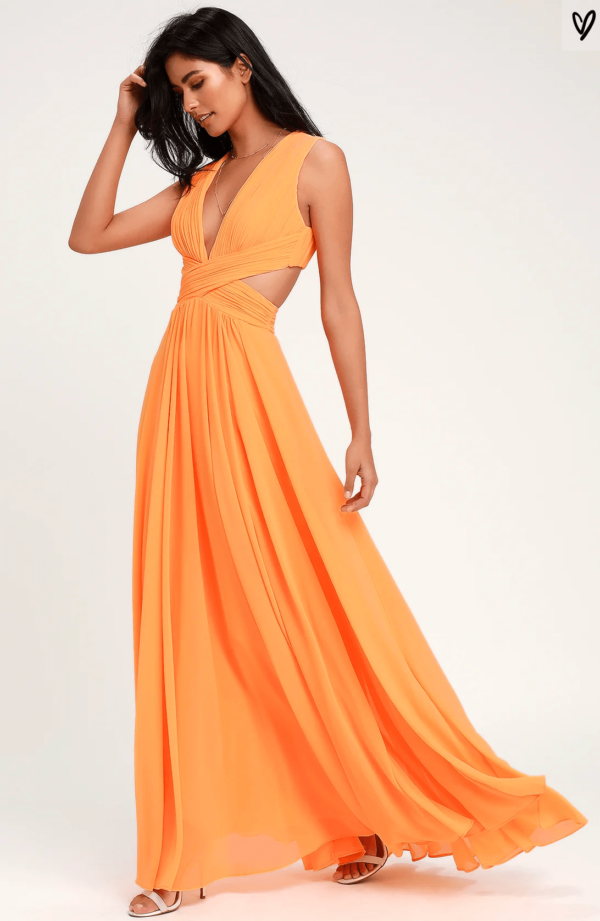 Orange Grecian inspired gown