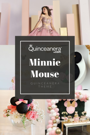 Minnie mouse themed Quinceanera with pink and gold decorations