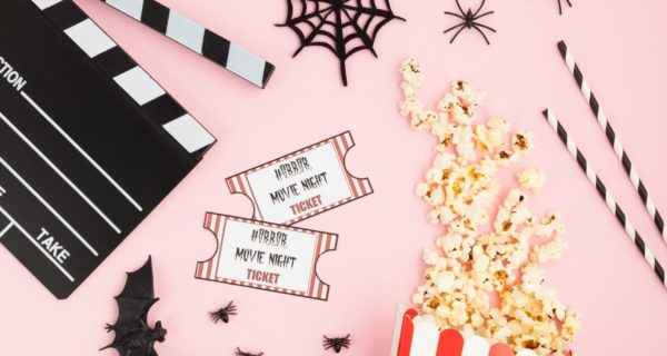 Quinceanera themed halloween movie night for kids with a spooky 31 Nights of Halloween movie clap