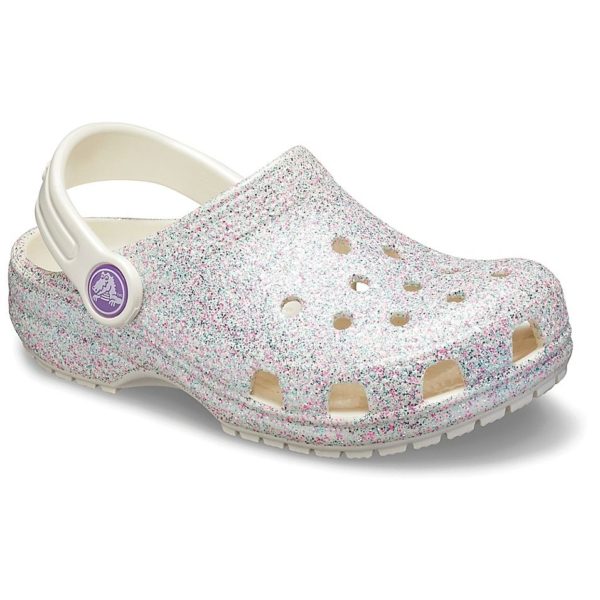 Quinceanera: A sparkling Quinceanera-themed toddler clog Crocs shoe with side holes