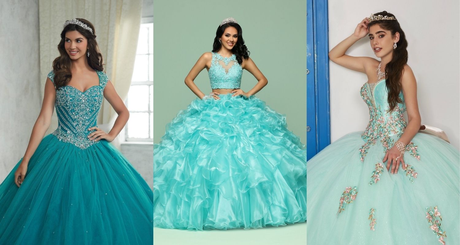 Turquoise And Black Quinceanera Dresses