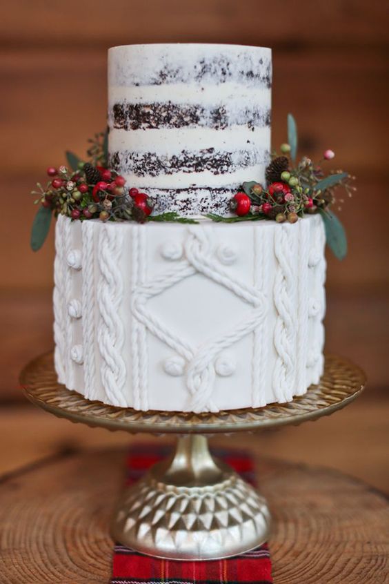 A Quinceanera cake decorated with white frosting and red berries on top