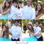 A photograph collage featuring a Quinceañera couple posing for a picture