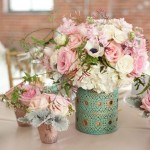 Quince color combinations Quinceañera dresses, a table topped with vases filled with pink and white flowers