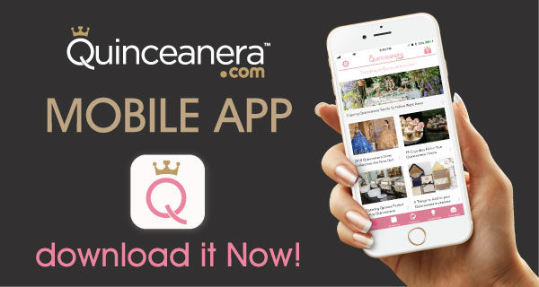 Quinceañera - A person holding a cell phone with the text 'quinceanera' on it