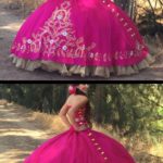 Quinceañera dresses - decoracion para 15 años de charros. A woman in a pink dress standing on a dirt road.
