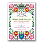 Quinceanera invitation with colorful flowers