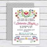 A Quinceanera party invitation with flowers and polka dots