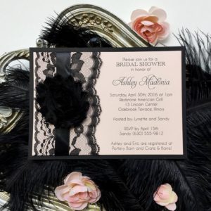 Quinceañera, a black and white bridal shower with pink flowers