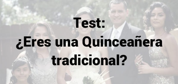 A photograph of a Quinceañera, with a group of people standing next to each other