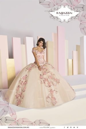 A woman in a ball gown posing for a picture wearing Quinceañera dresses