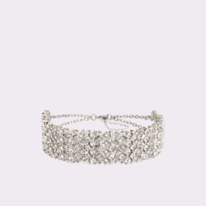 Quinceanera accessory: a silver bracelet with crystals on a white background