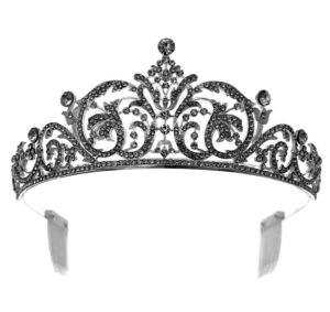 A Quinceanera tiara with black and white diamonds, on display at The Hunt Museum