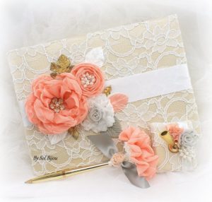 Floral design with petals, a pair of scissors on top of a piece of paper for Quinceanera