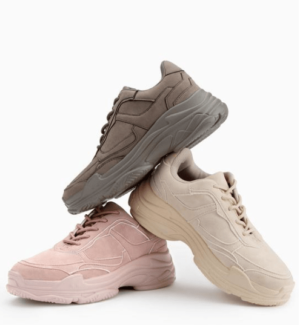 Three pairs of Quinceanera sneakers stacked on top of each other, including the walking shoe Faryl by Farylrobin.