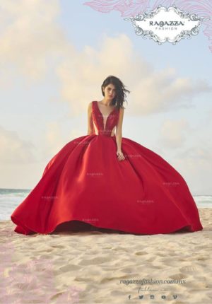 Quinceañera dress creation, a woman in a red dress sitting on the beach, ragazza fashion vestidos rojos