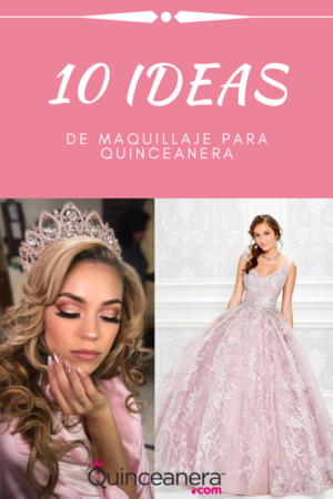 Quinceanera: A woman in a pink dress with makeup, wearing a tia on her head