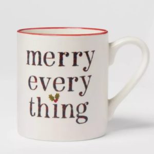 A Quinceanera themed coffee mug with the words merry everything