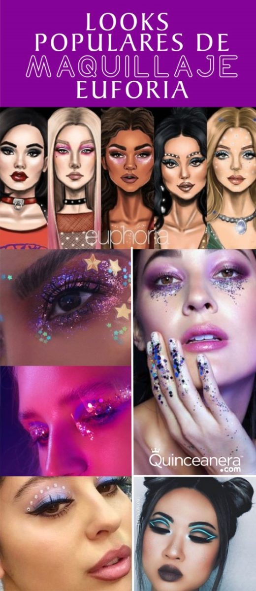 A collage of Quinceanera photos showcasing different makeup looks by Beauty Euphoria.